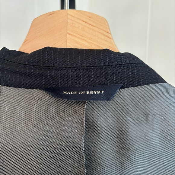 Banana Republic Factory Deep Navy Stripe Wool Blend 3 Button Sport Coat Mens 44L - Picture 5 of 10